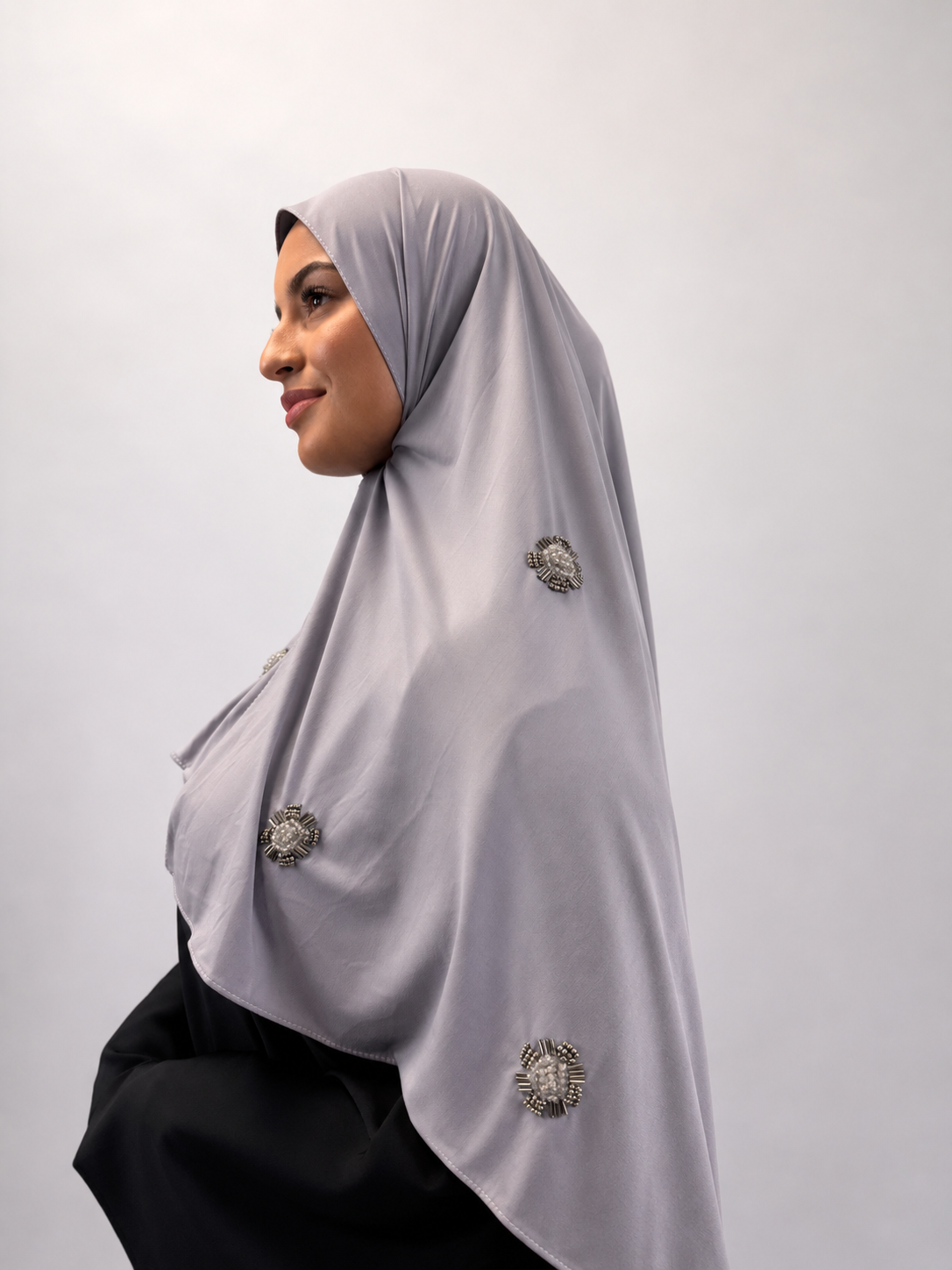 Hijab Jersey Crystal Luxe - Gris N°3