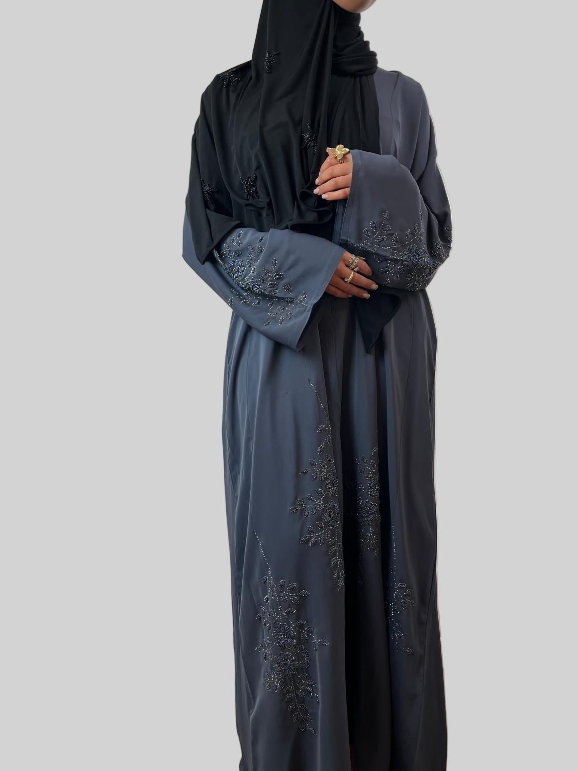 Abaya Yasmina Gris Azur - MonHijab.fr