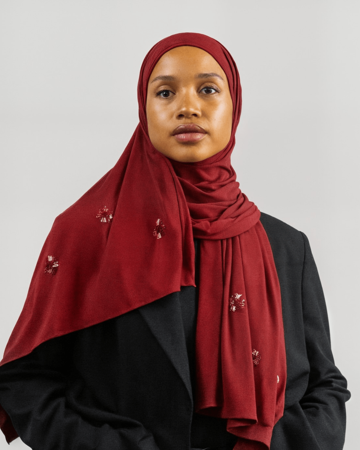 Hijab Jersey Crystal - Rouge Bordeaux N°8 - MonHijab.fr