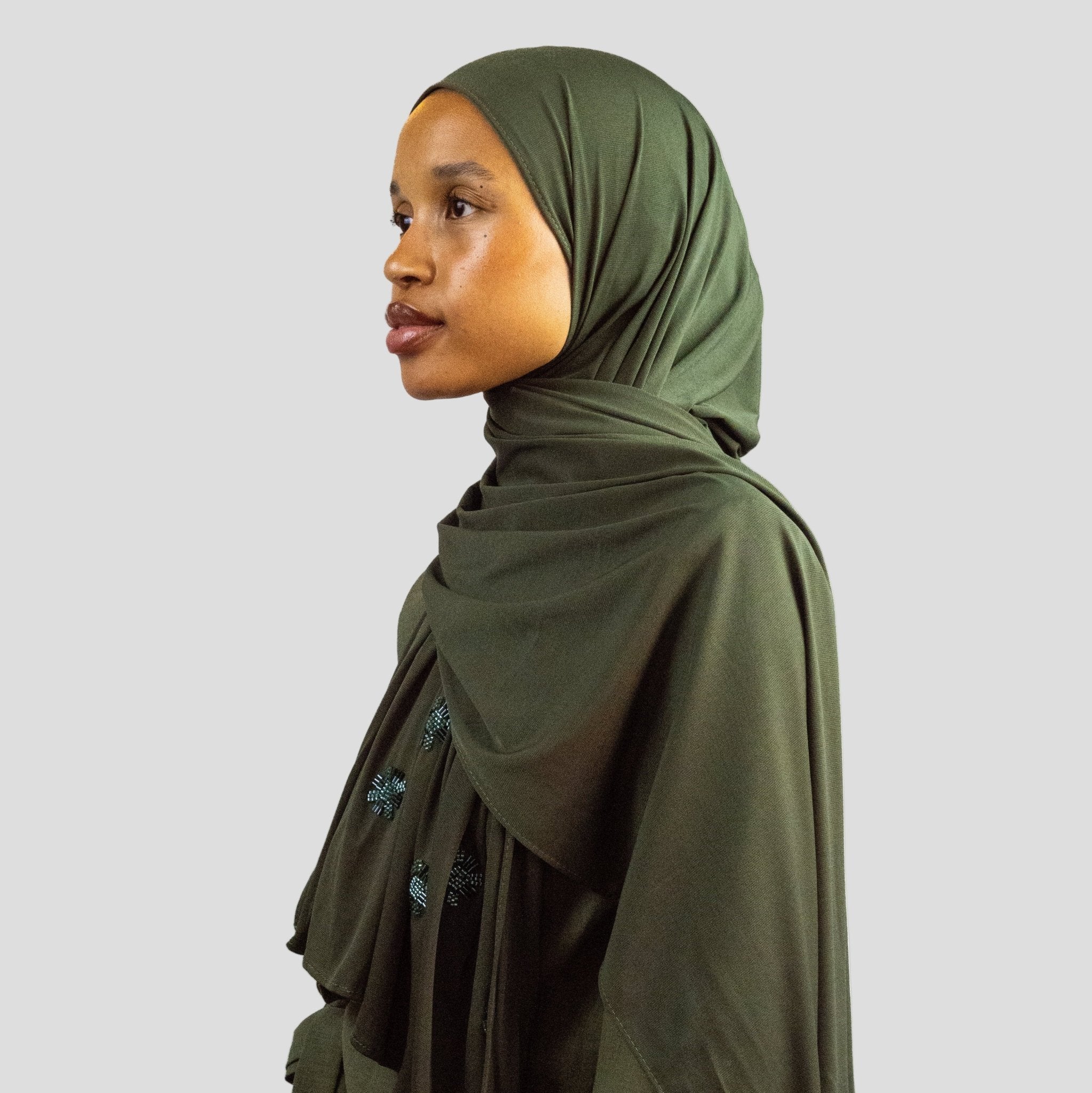 Hijab Jersey Crystal - Vert Kaki N°4 - MonHijab.fr