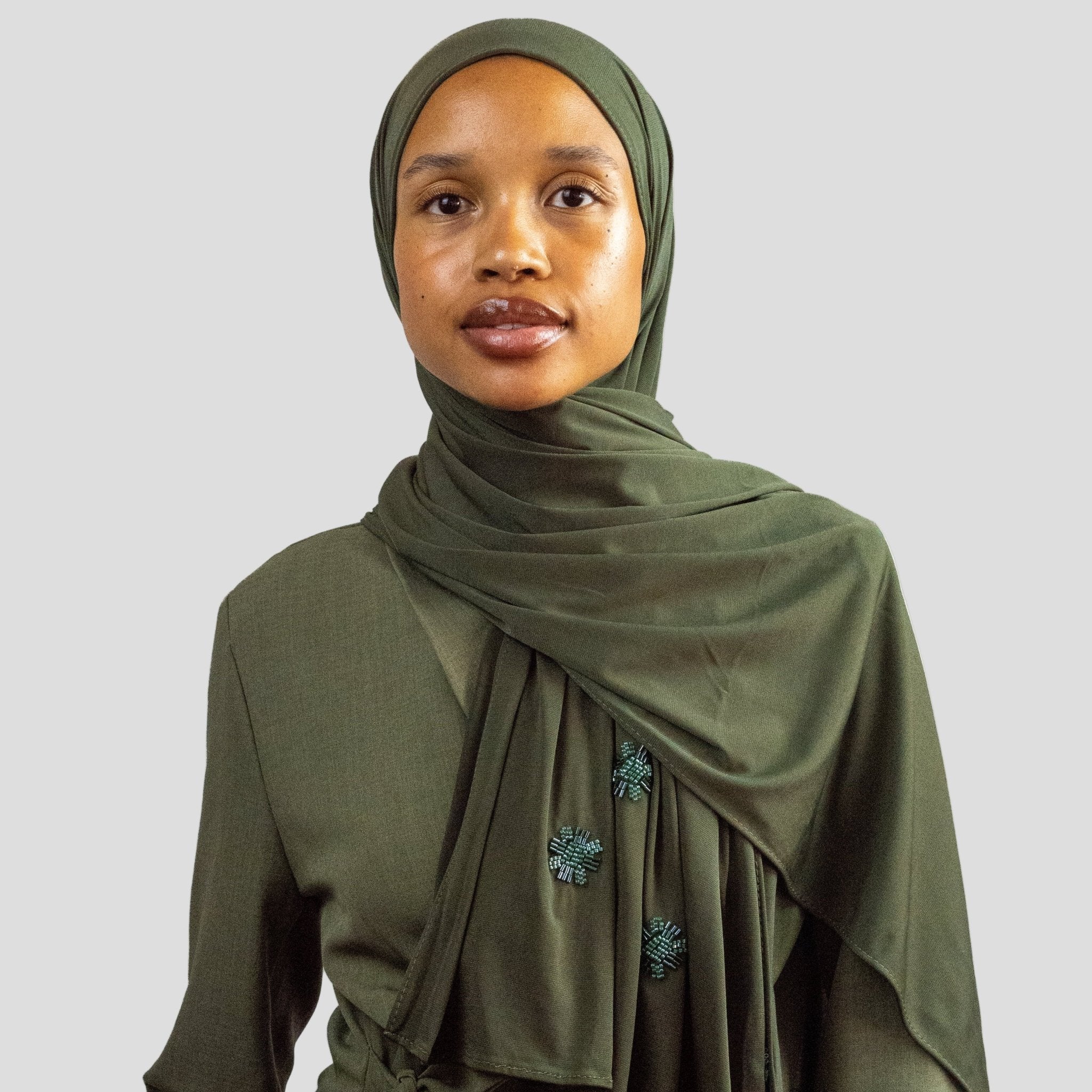 Hijab Jersey Crystal - Vert Kaki N°4 - MonHijab.fr