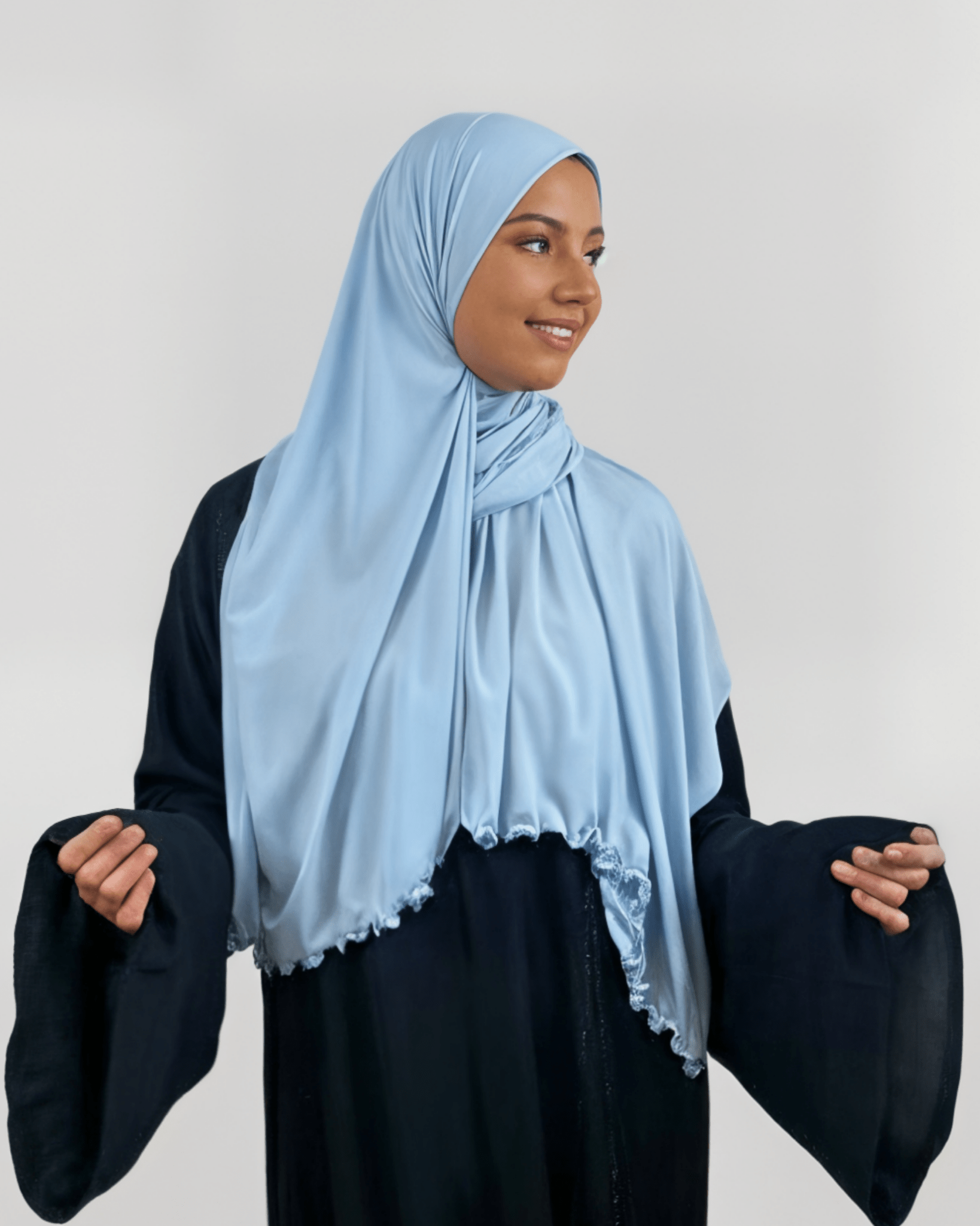 Hijab Jersey Frisé Premium - Bleu Ciel N°126 - MonHijab.fr