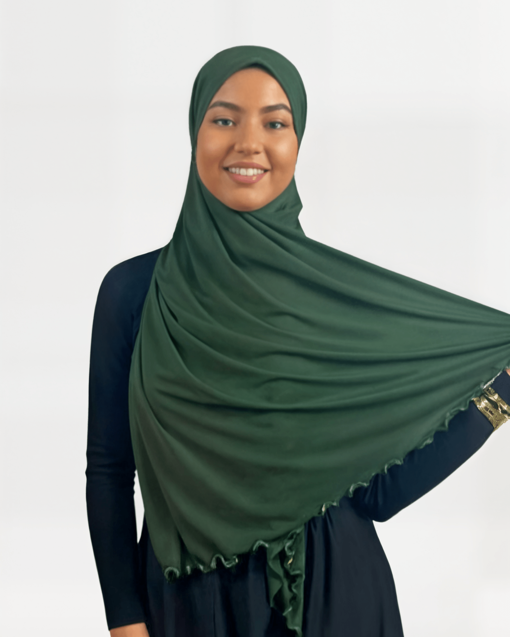 Hijab Jersey Frisé Premium - Vert Sapin N°46 - MonHijab.fr