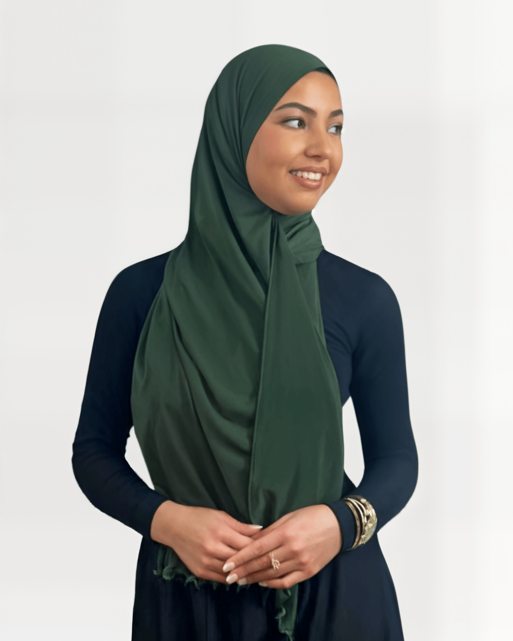 Hijab Jersey Frisé Premium - Vert Sapin N°46 - MonHijab.fr