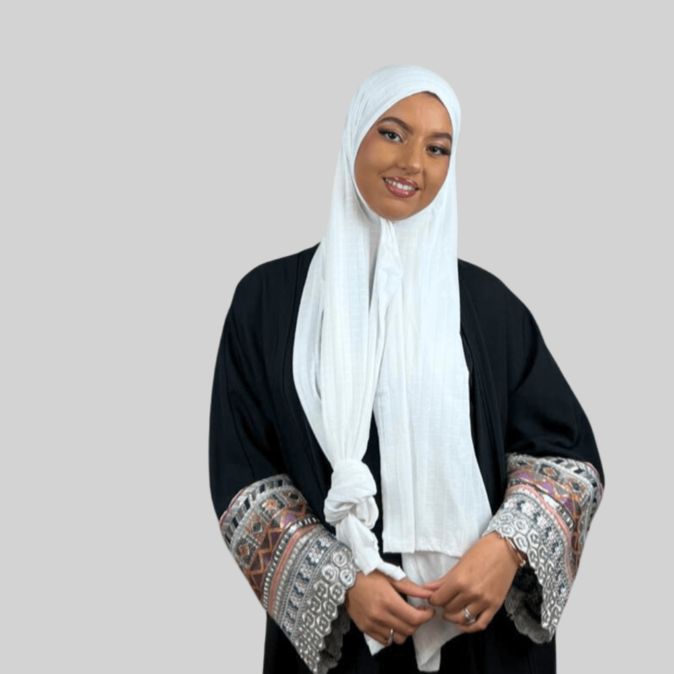 Hijab Jersey Jacquard - Blanc - MonHijab.fr