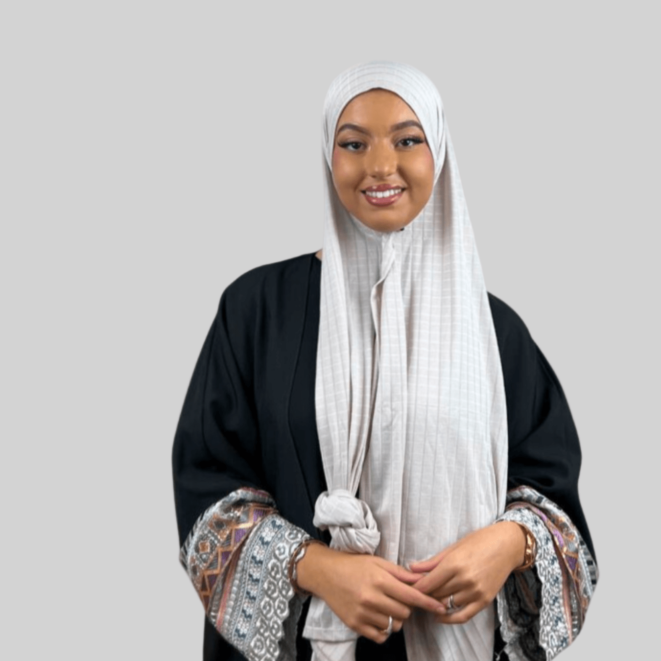 Hijab Jersey Jacquard - Crème - MonHijab.fr