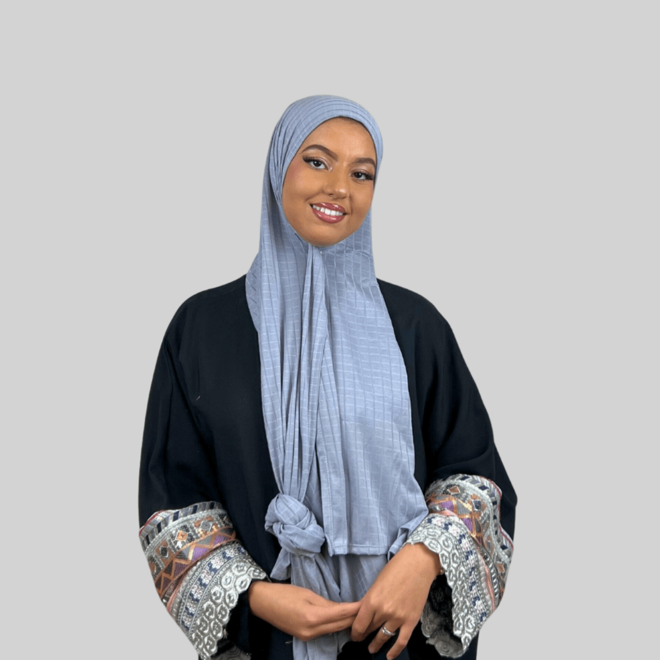 Hijab Jersey Jacquard - Gris - MonHijab.fr