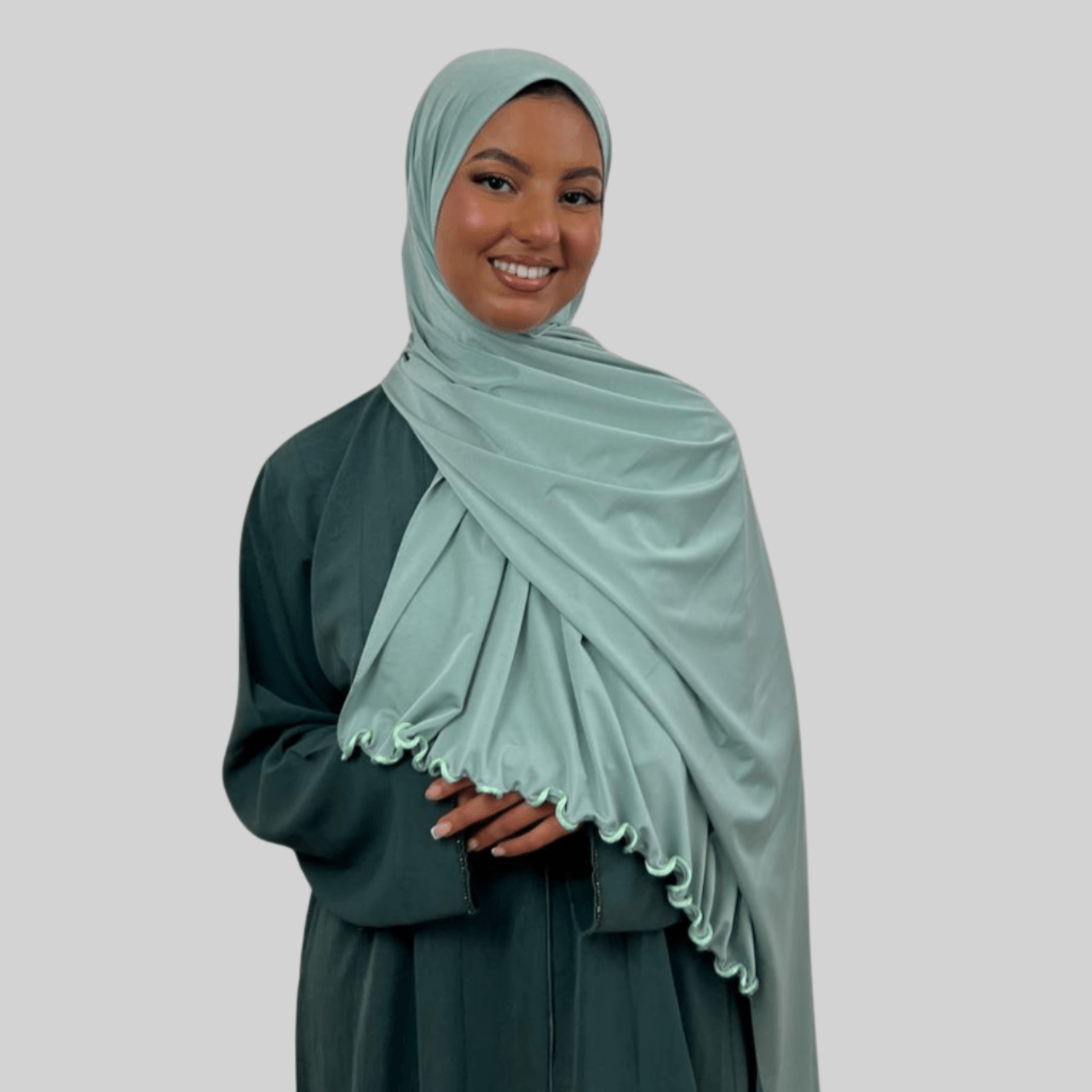 Hijab Jersey Premium Satin Frisé - Vert Pastel N°SF2 - MonHijab.fr