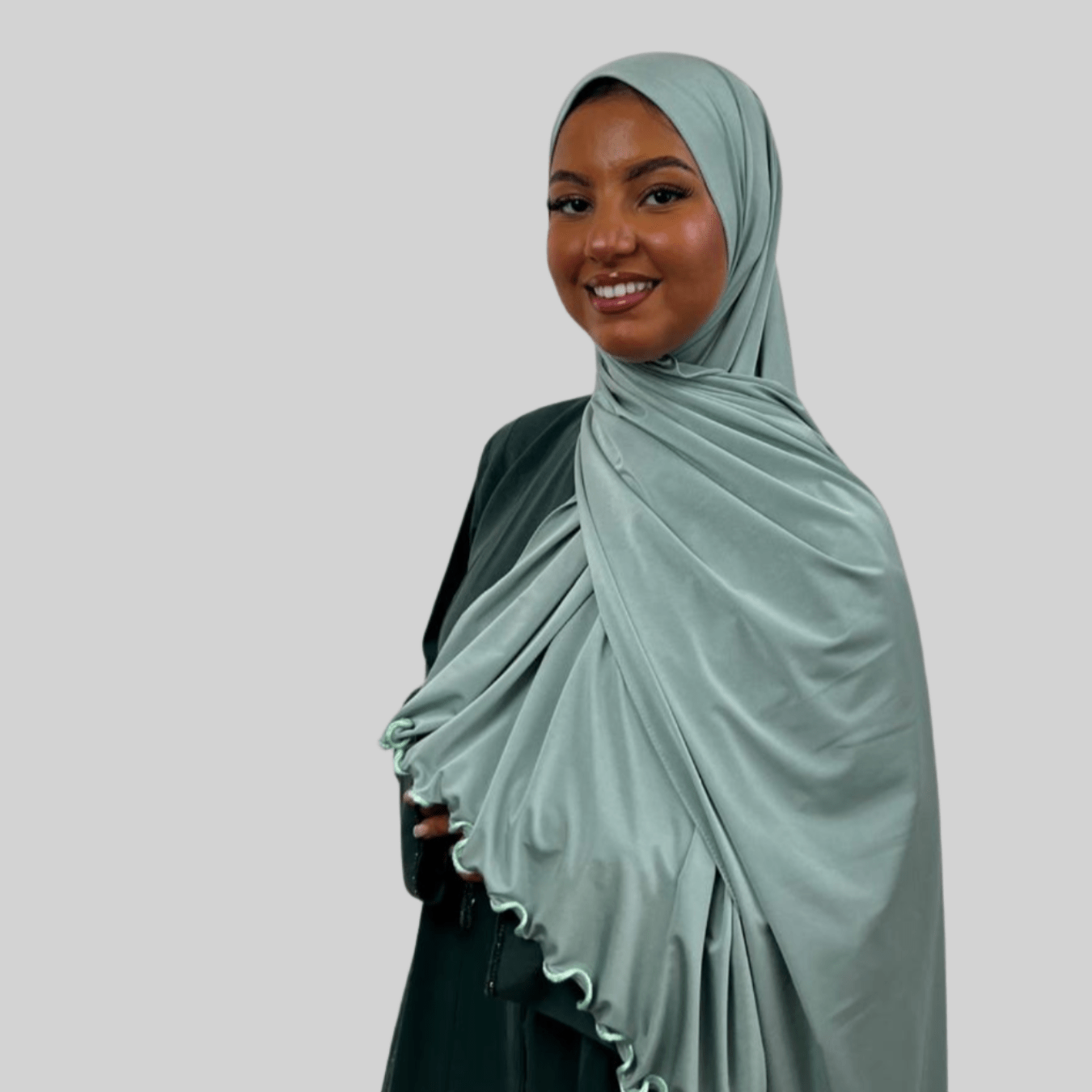 Hijab Jersey Premium Satin Frisé - Vert Pastel N°SF2 - MonHijab.fr