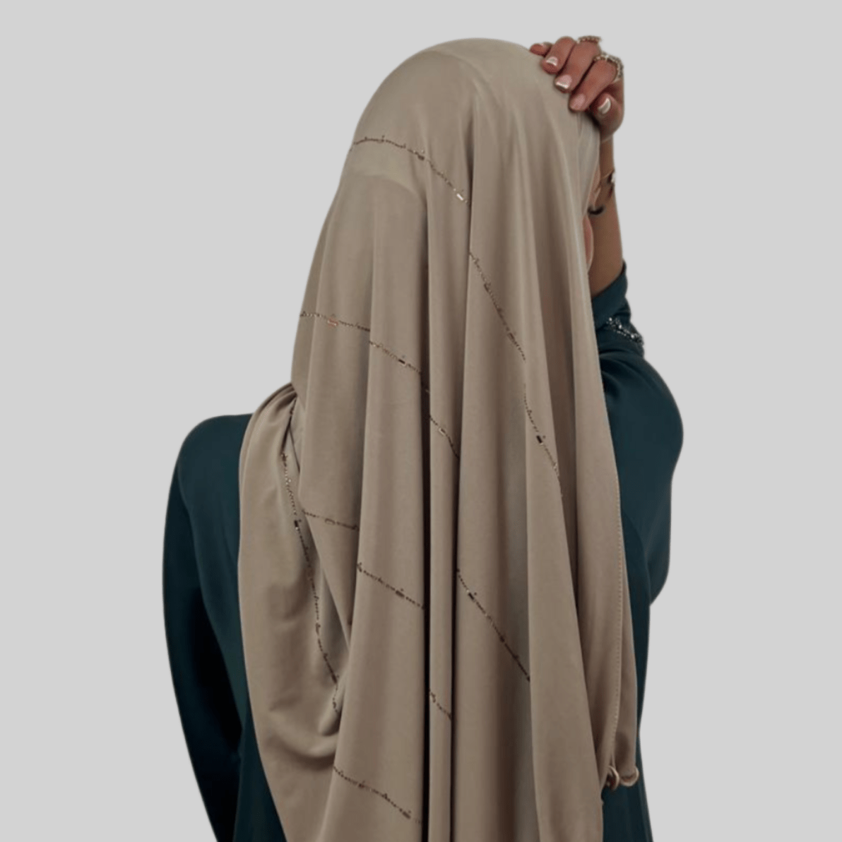 Hijab Jersey Premium Strass Diamants 2 – Beige Foncé N°5 - MonHijab.fr