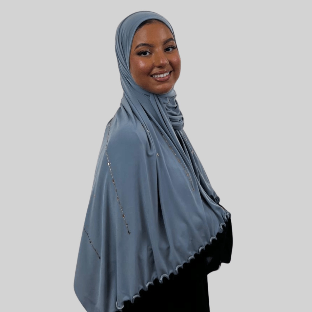 Hijab Jersey Premium Strass Diamants 2 – Gris N°6 - MonHijab.fr