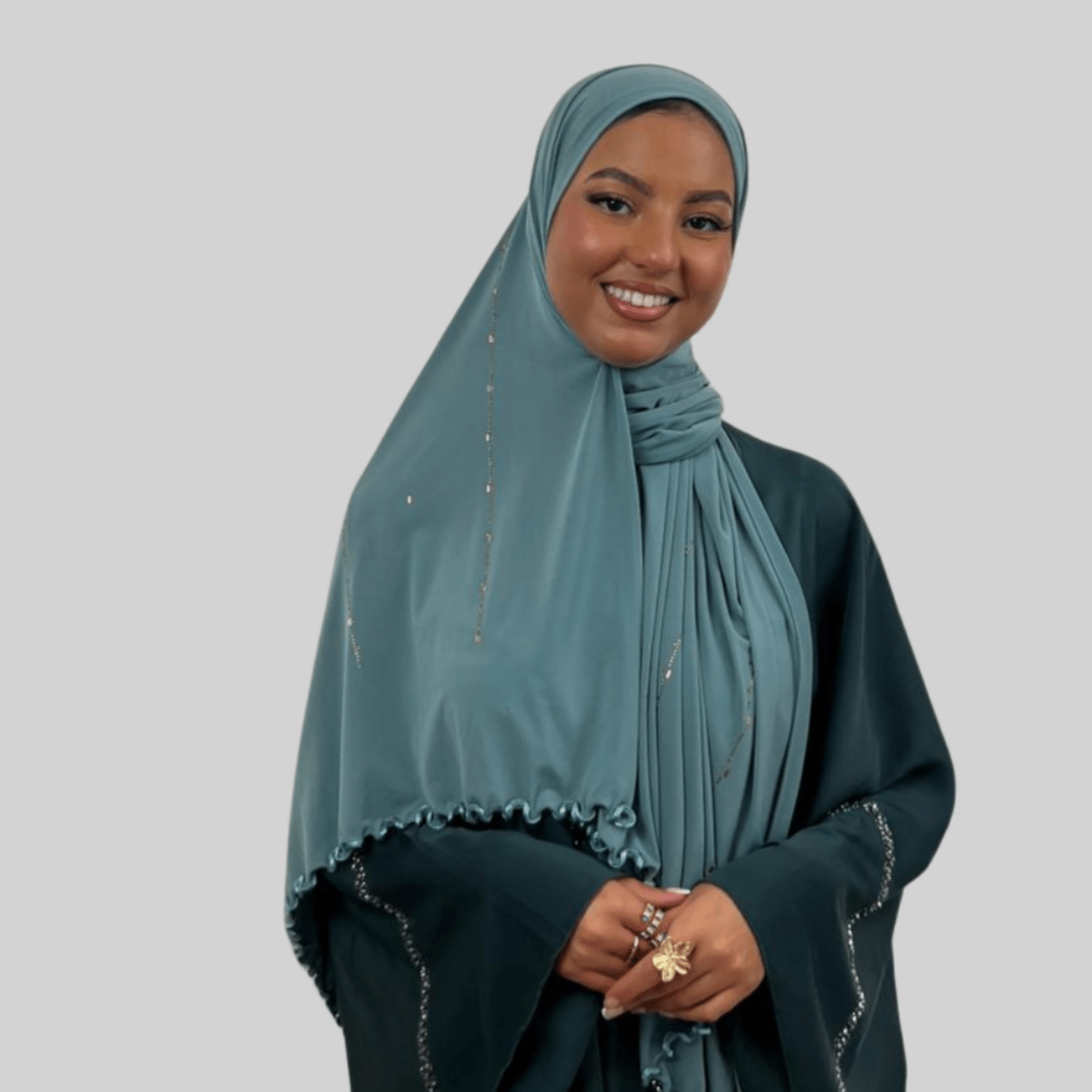 Hijab Jersey Premium Strass Diamants 2 – Vert d'Eau N°4 - MonHijab.fr