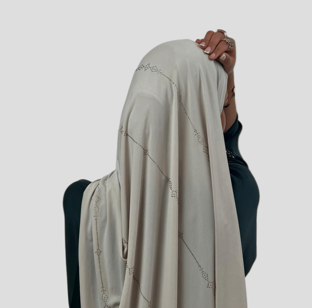 Hijab Jersey Premium Strass Grains 1 – Beige N°3 - MonHijab.fr