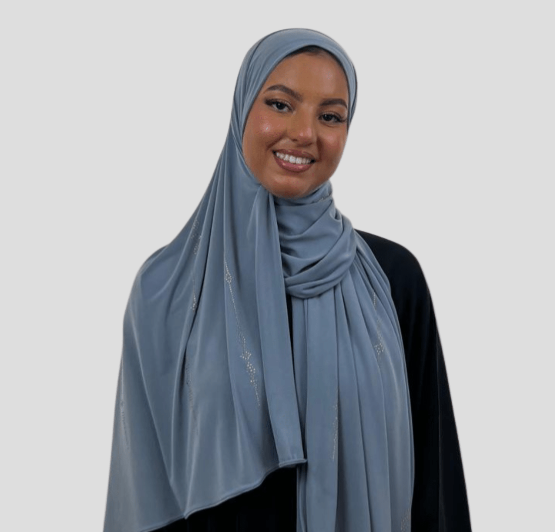 Hijab Jersey Premium Strass Grains 1 – Gris N°6 - MonHijab.fr