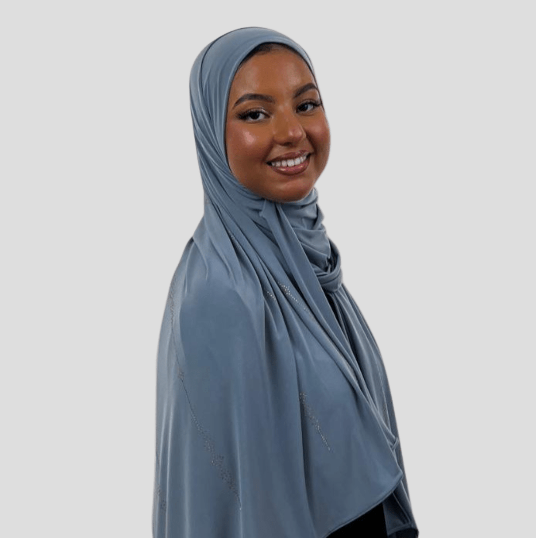 Hijab Jersey Premium Strass Grains 1 – Gris N°6 - MonHijab.fr
