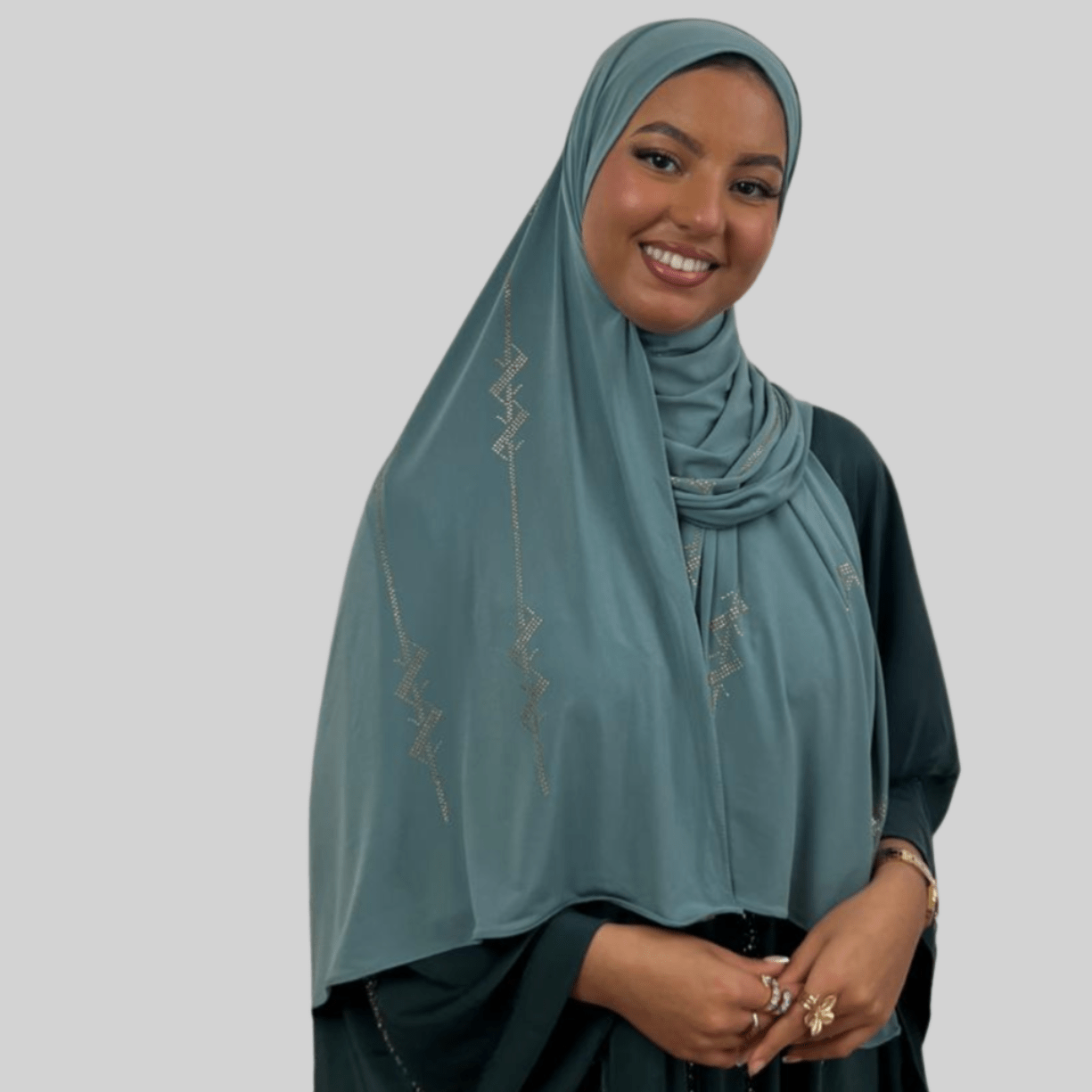 Hijab Jersey Premium Strass Spirales 3 – Vert d'Eau N°4 - MonHijab.fr