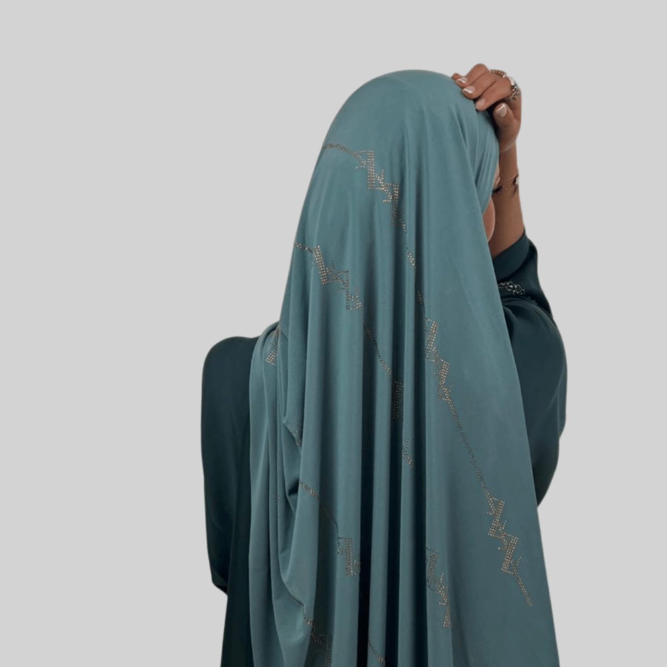 Hijab Jersey Premium Strass Spirales 3 – Vert d'Eau N°4 - MonHijab.fr