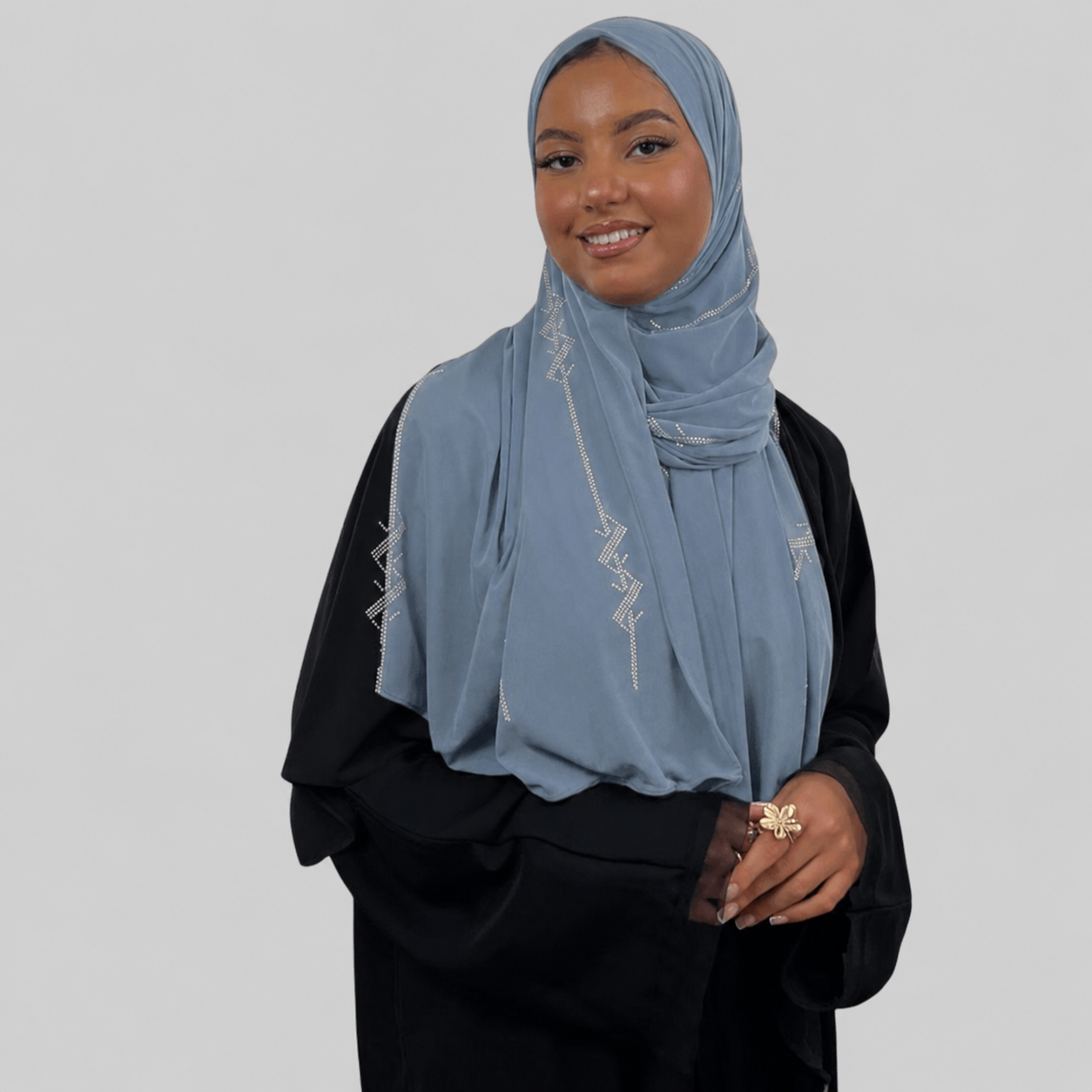 Hijab Jersey Premium Strass Spirales 3 – Gris N°6