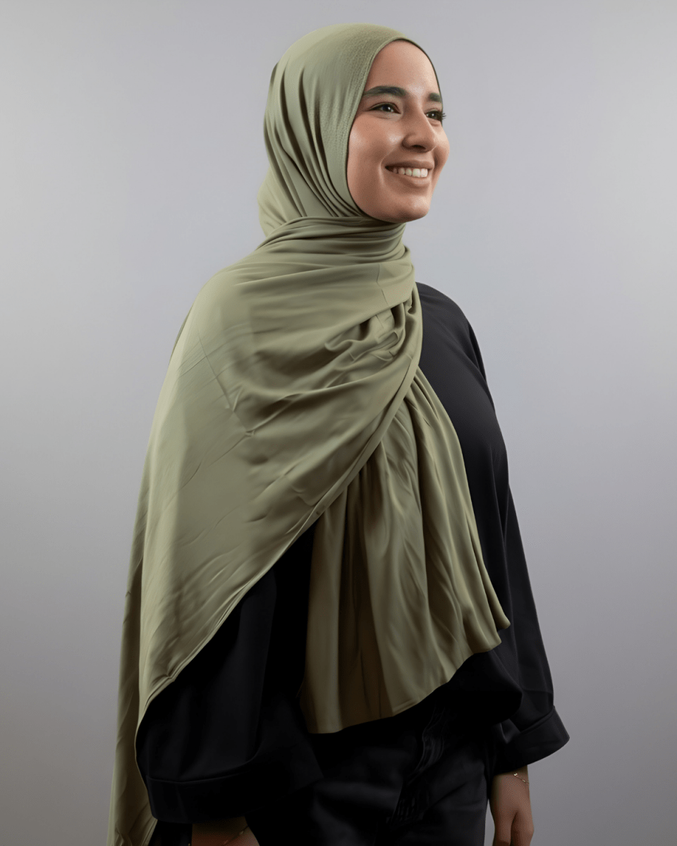 Hijab Coton - Vert Olive Luxe - C9 - MonHijab.fr