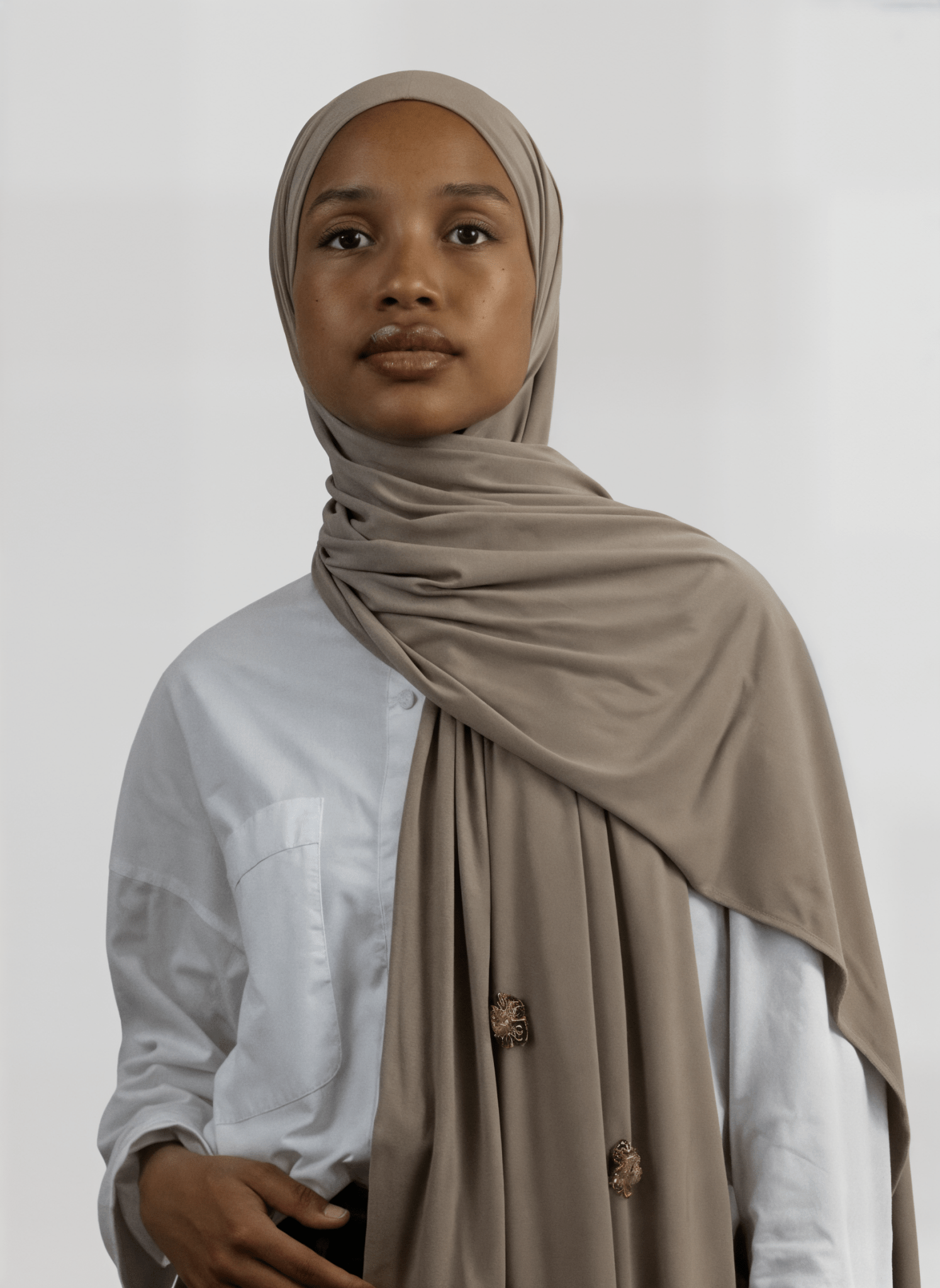 Hijab Jersey Crystal Luxe - Taupe N°6 - MonHijab.fr
