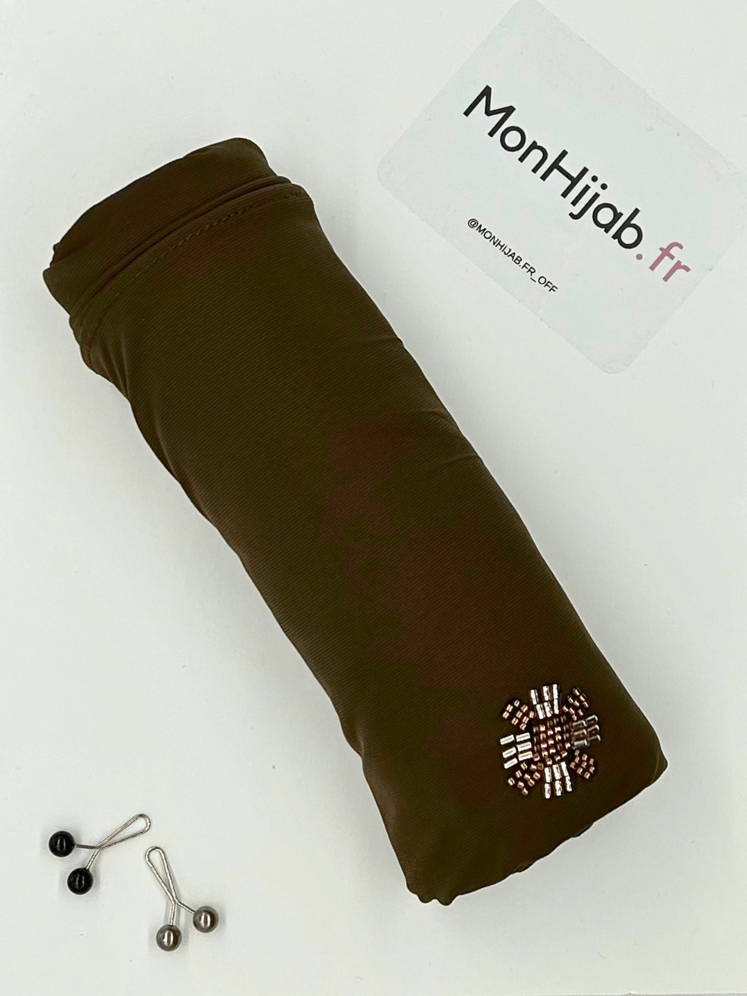 Hijab Jersey Crystal - Marron Moka N°12 - MonHijab.fr