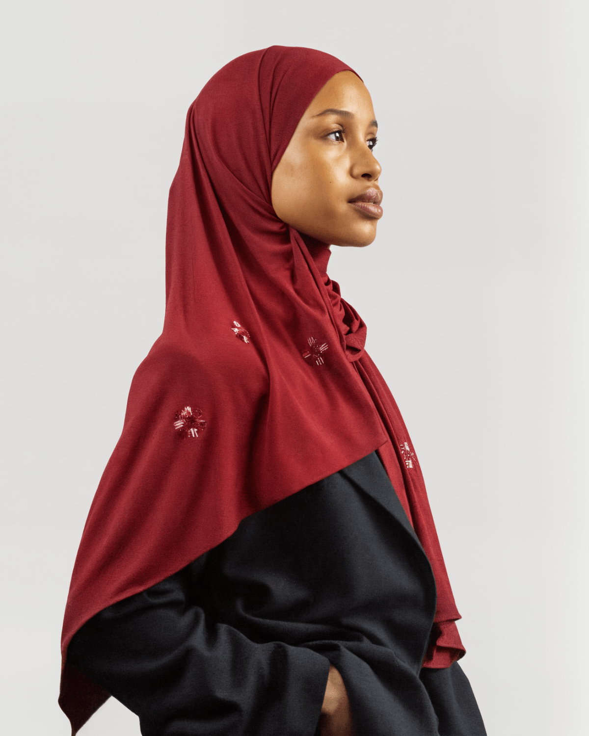 Hijab Jersey Crystal - Rouge Bordeaux N°8 - MonHijab.fr