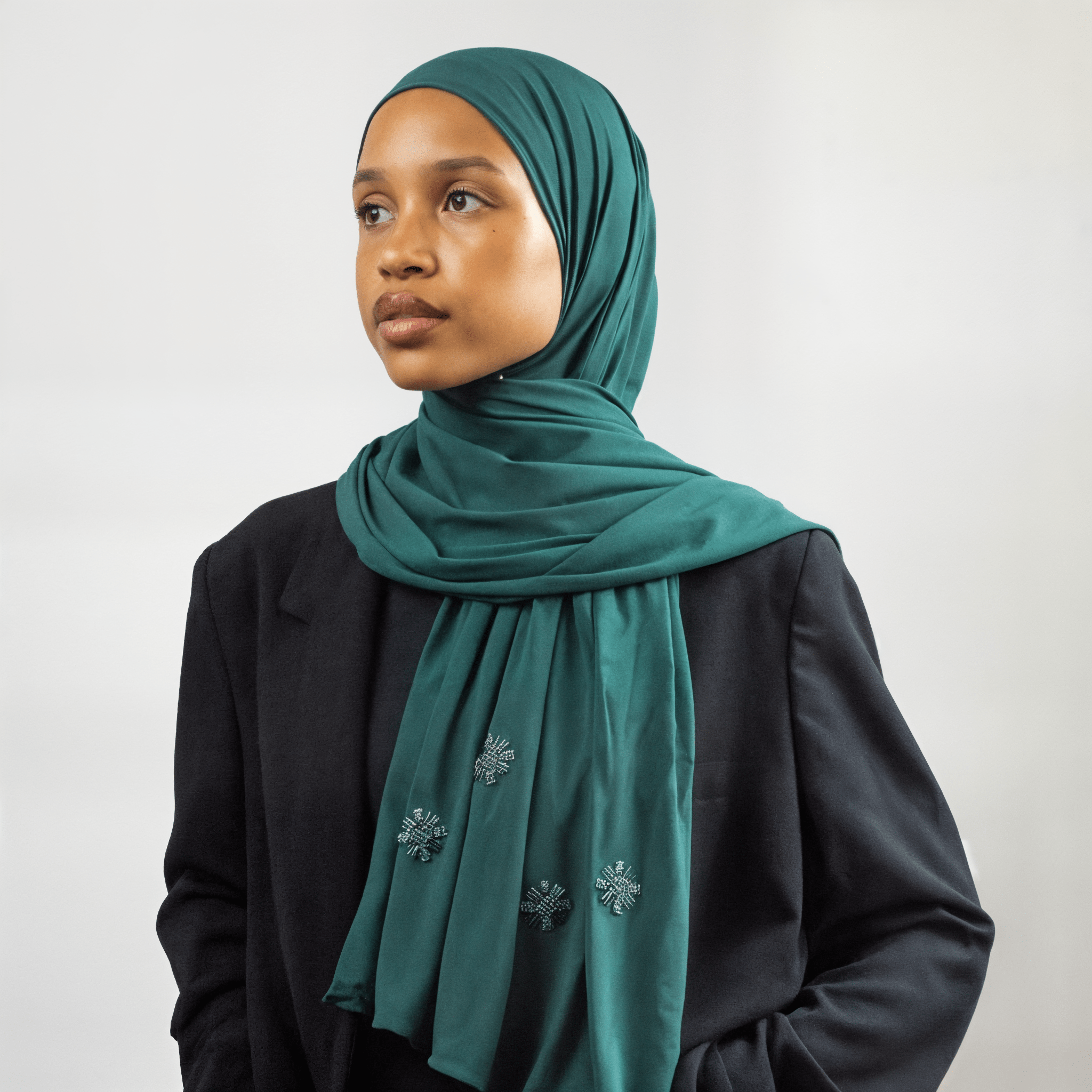 Hijab Jersey Crystal - Vert Bouteille N°3 - MonHijab.fr