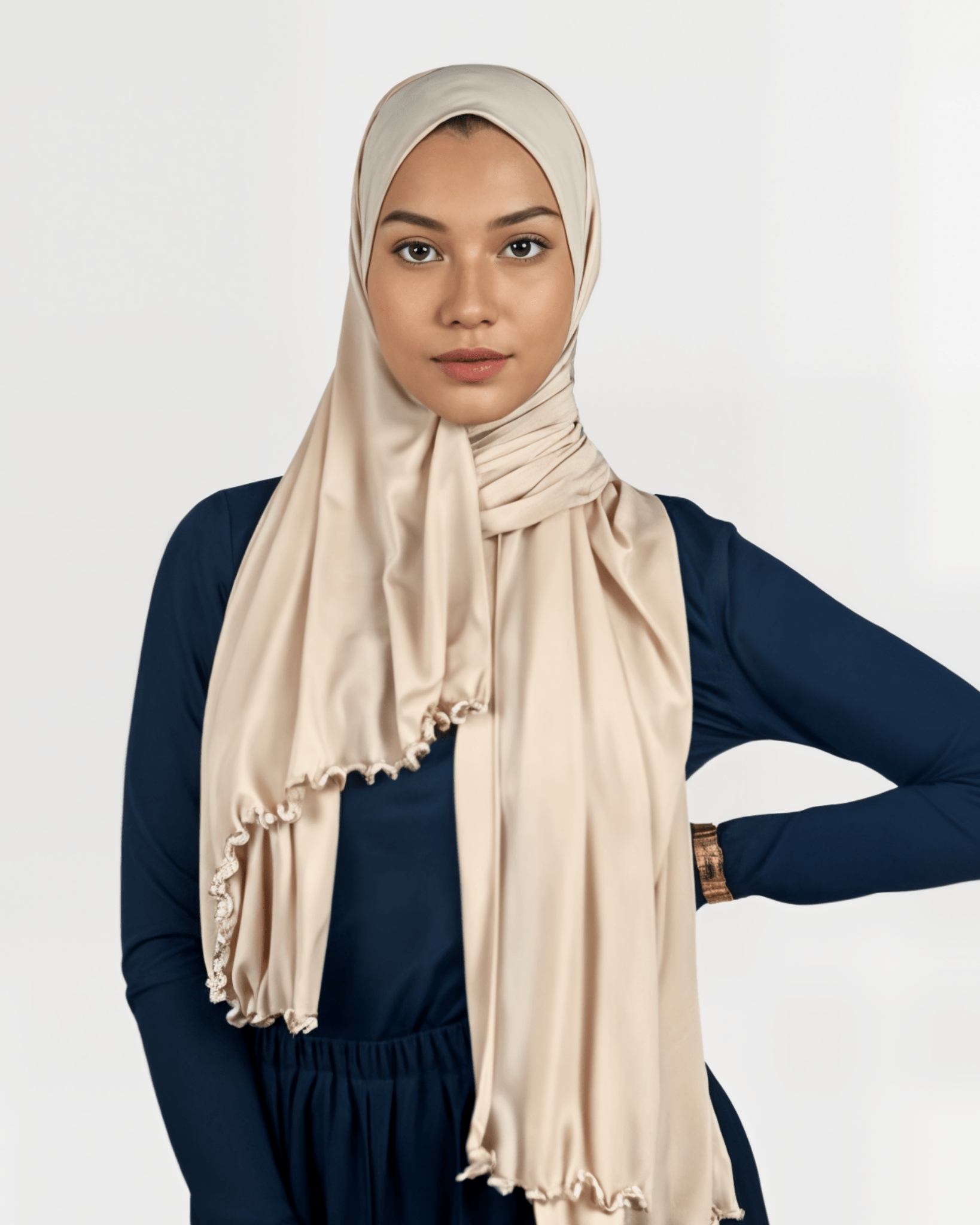 Hijab Jersey Frisé Premium - Nude Rosé N°130 - MonHijab.fr