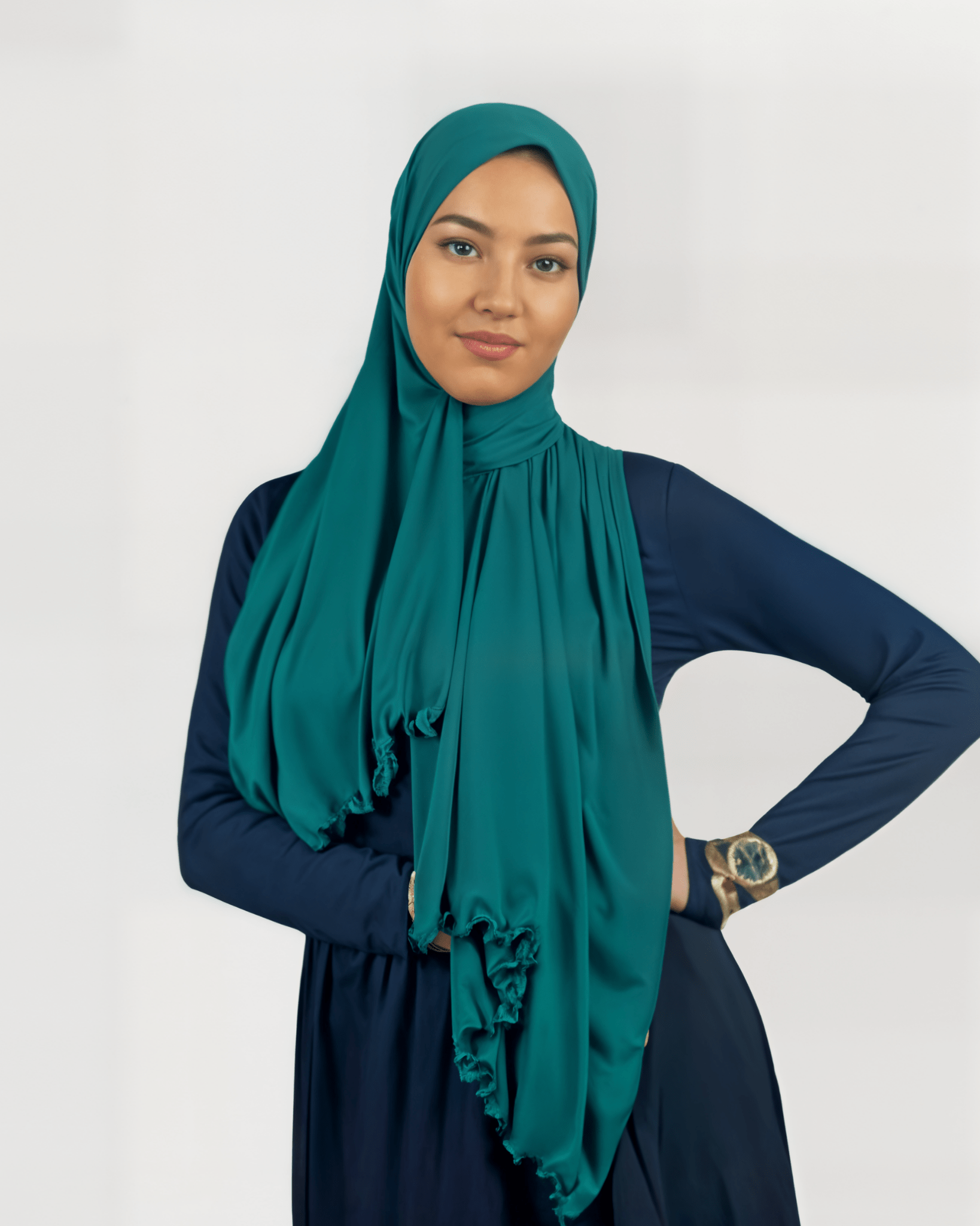 Hijab Jersey Frisé Premium - Vert Bouteille N°127 - MonHijab.fr