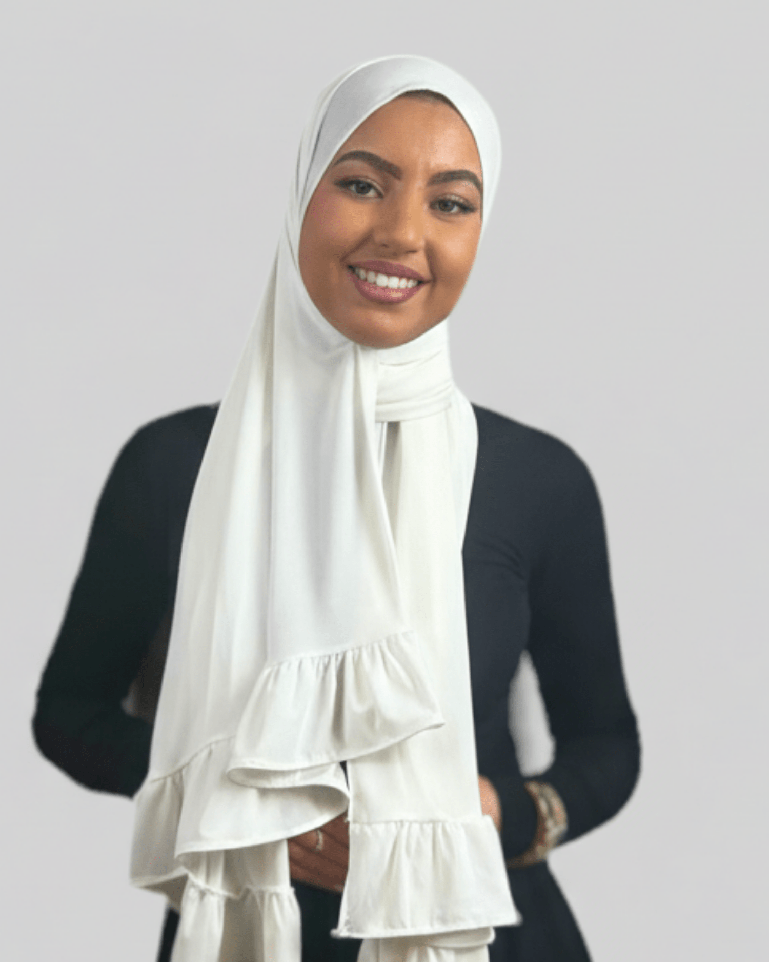 Hijab Jersey Froufrou - Blanc N°1 - MonHijab.fr