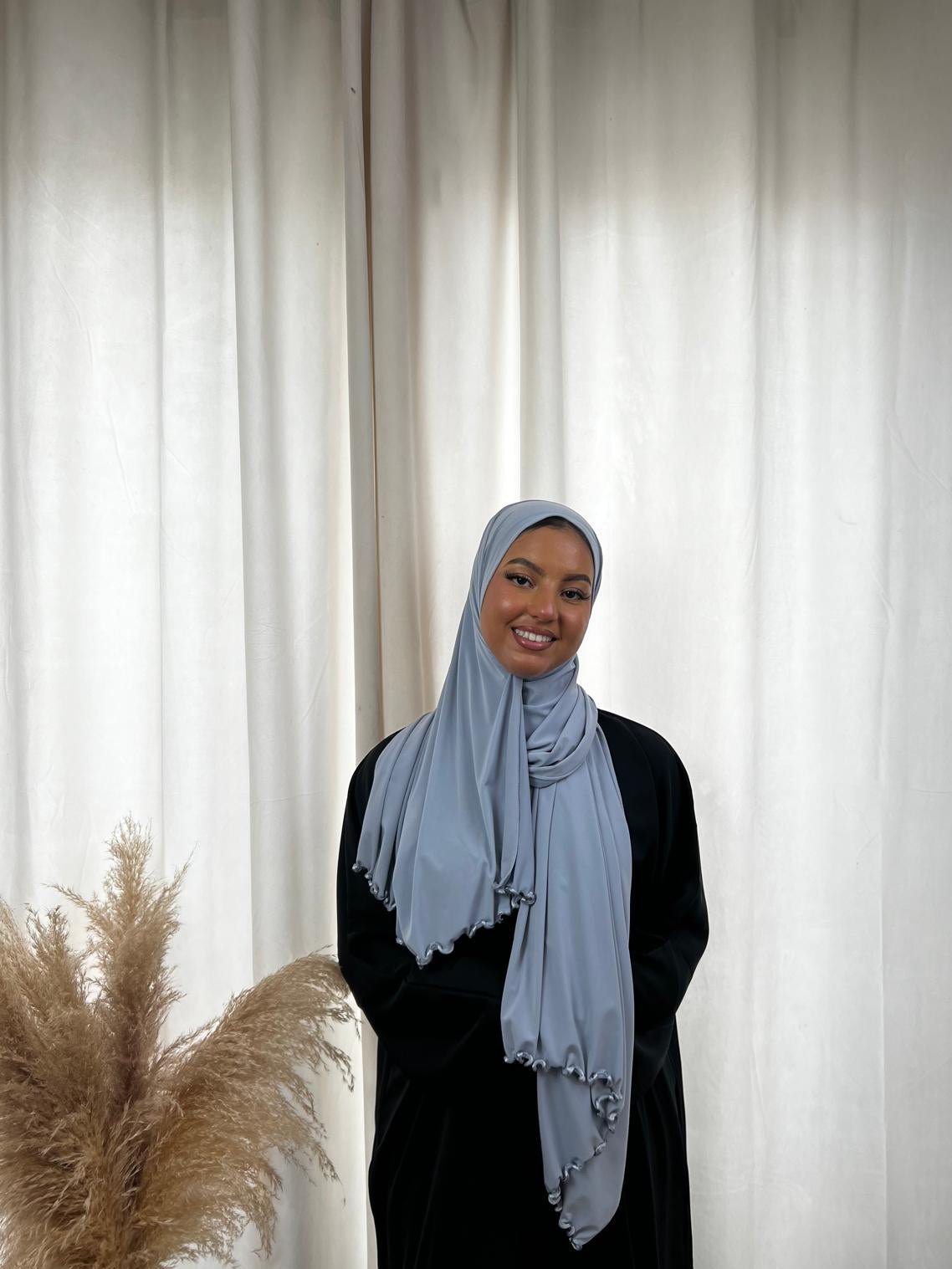 Hijab Jersey Premium Frisé - Bleu N°40 - MonHijab.fr