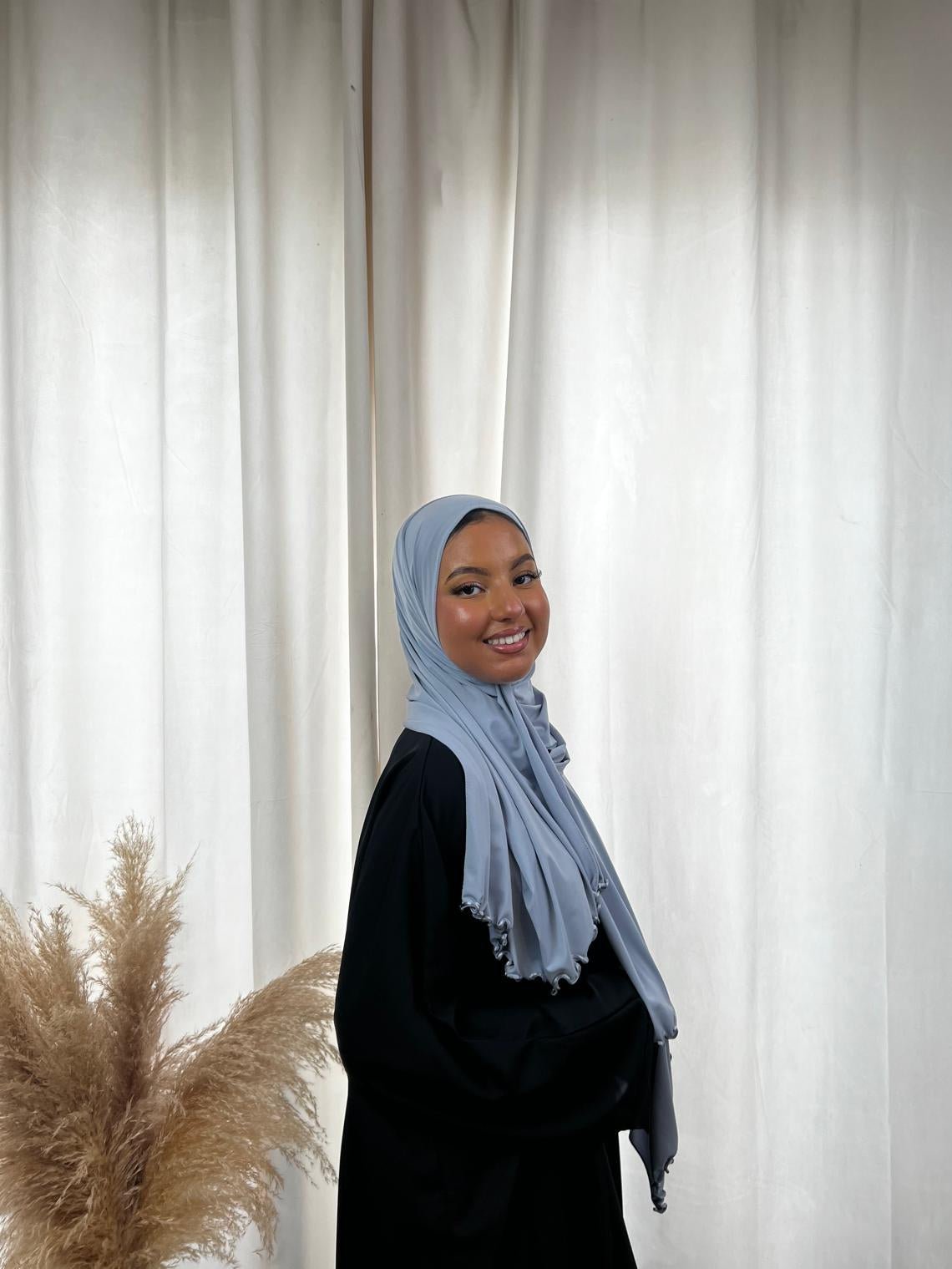 Hijab Jersey Premium Frisé - Bleu N°40 - MonHijab.fr