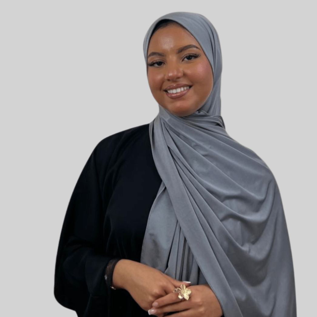 Hijab Jersey Premium Satin Frisé - Gris N°SF4 - MonHijab.fr