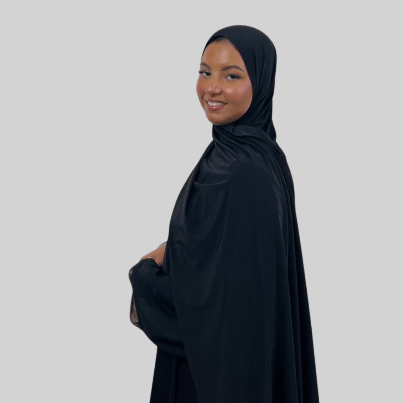 Hijab Jersey Premium Satin Frisé - Noir N°SF5 - MonHijab.fr