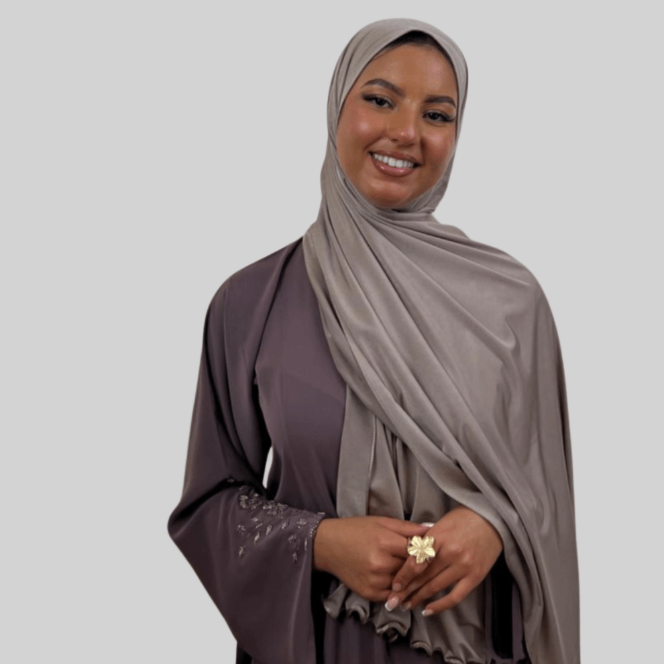 Hijab Jersey Premium Satin Frisé - Rose poudré N°SF1 - MonHijab.fr