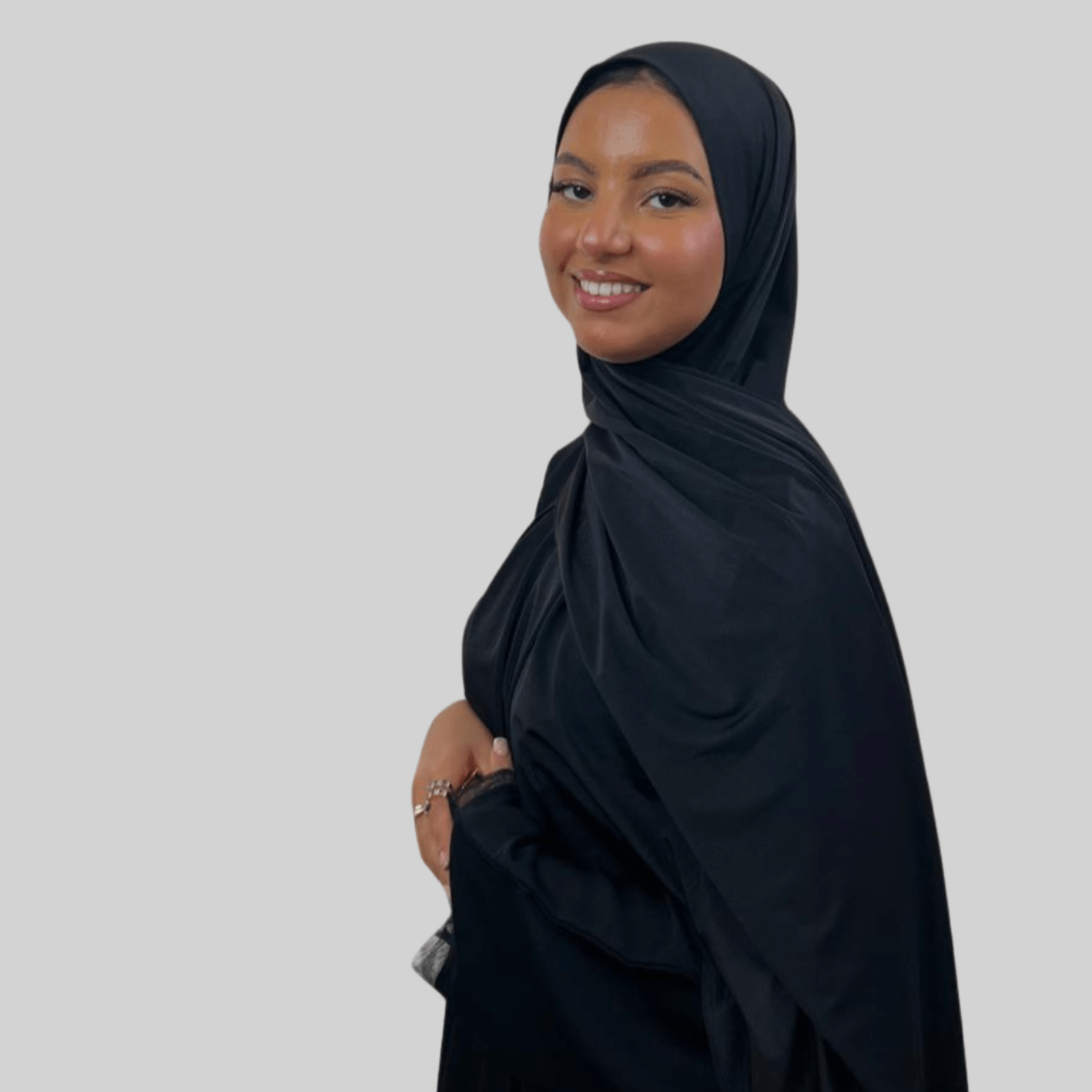 Hijab Jersey Premium Satin - Noir N°S5 - MonHijab.fr