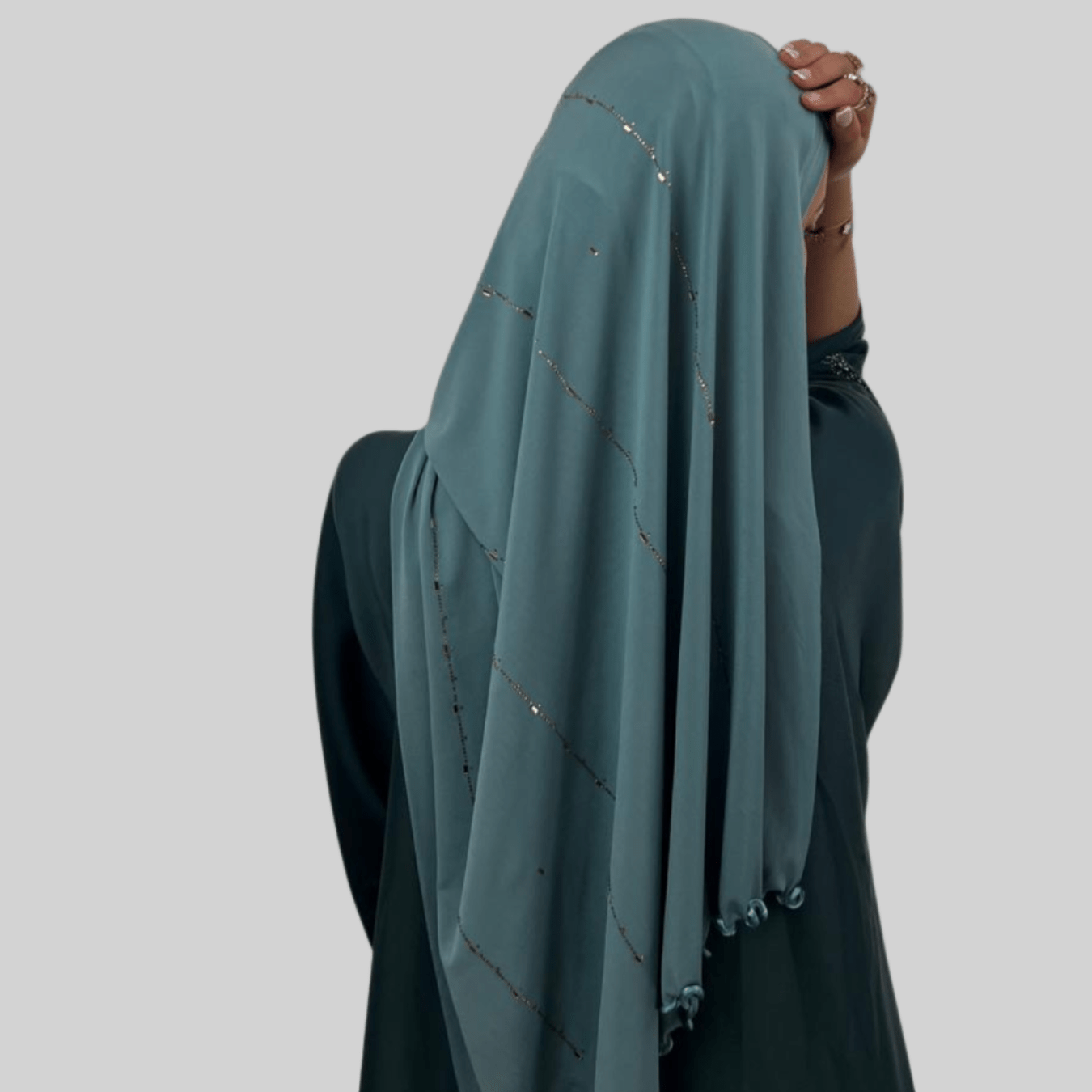 Hijab Jersey Premium Strass Diamants 2 – Vert d'Eau N°4 - MonHijab.fr
