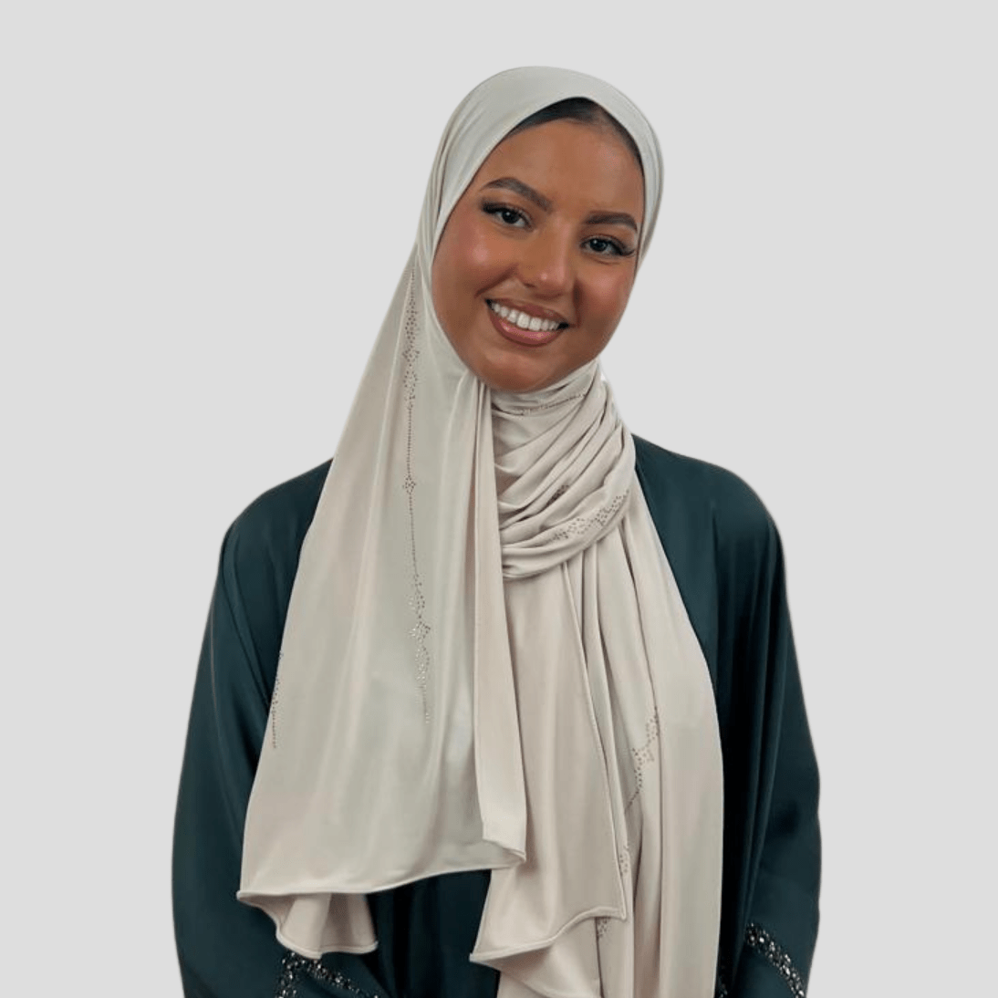 Hijab Jersey Premium Strass Grains 1 – Beige N°3 - MonHijab.fr