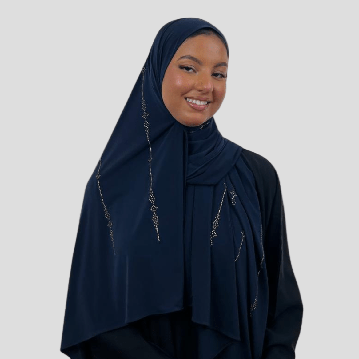 Hijab Jersey Premium Strass Grains 1 – Bleu Marine N°2 - MonHijab.fr