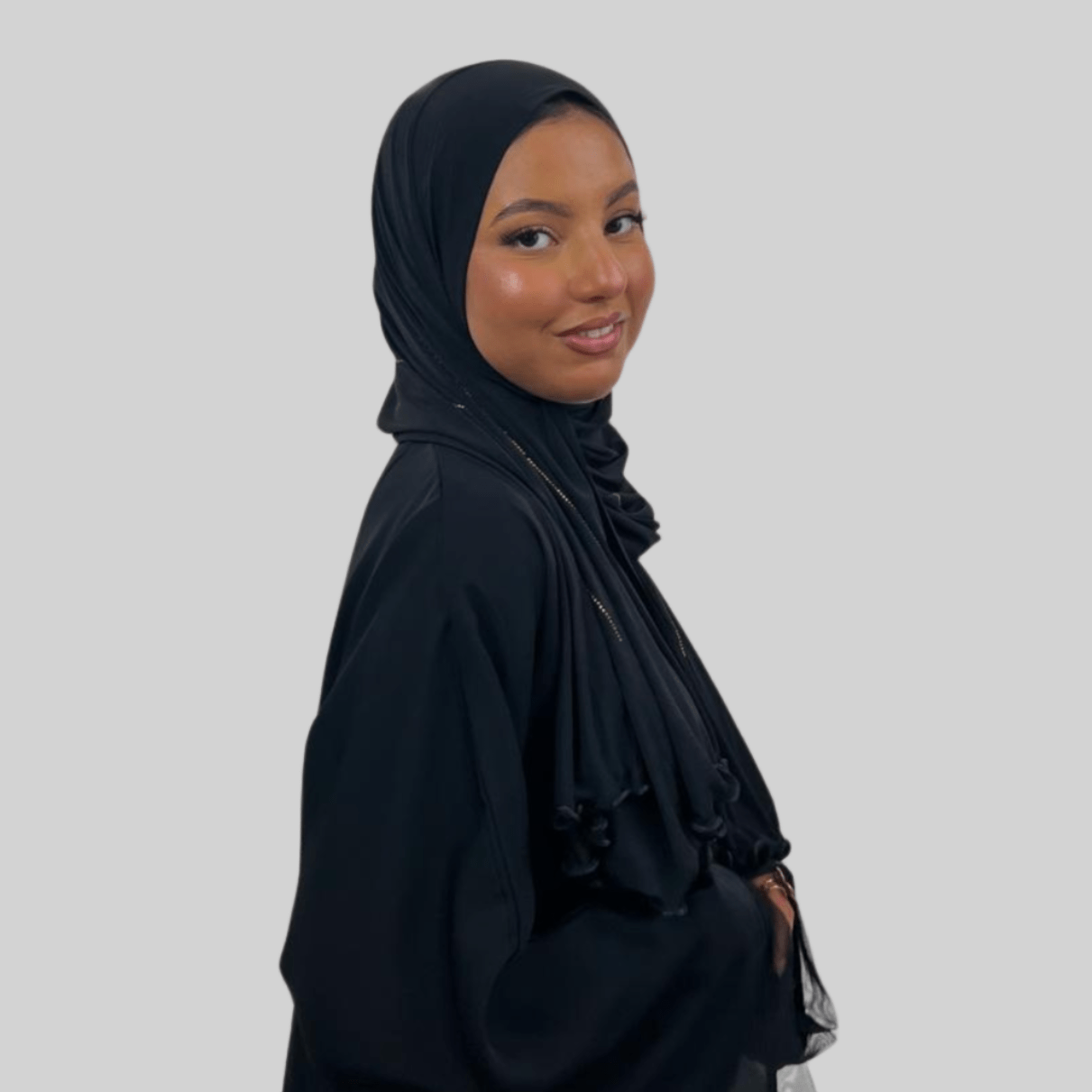 Hijab Jersey Premium Strass Rayures 4 – Noir N°1 - MonHijab.fr
