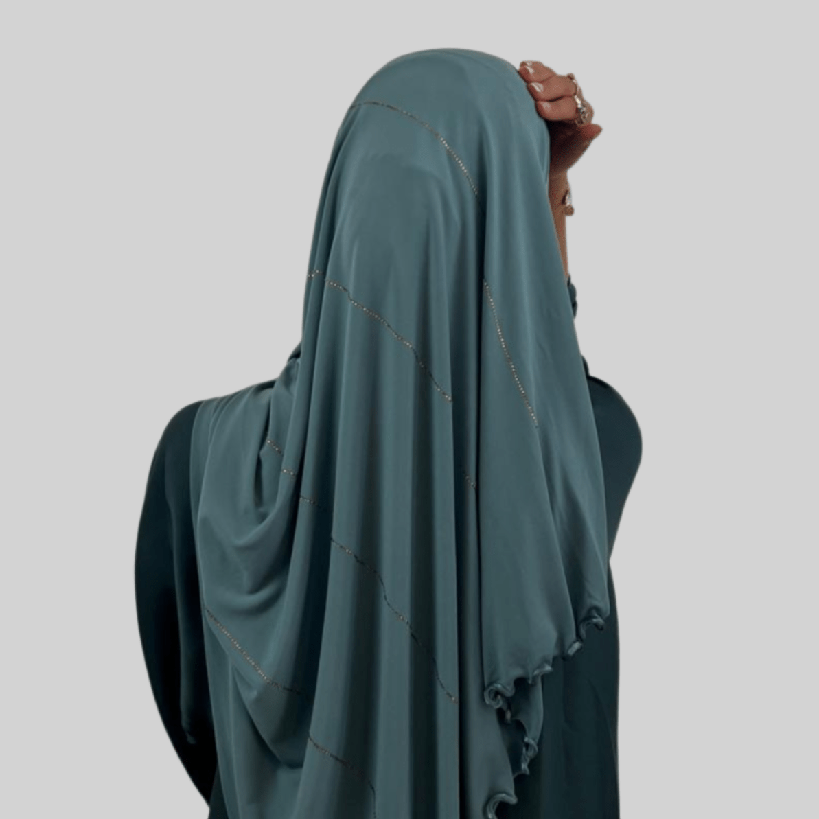 Hijab Jersey Premium Strass Rayures 4 – Vert d'Eau N°4 - MonHijab.fr