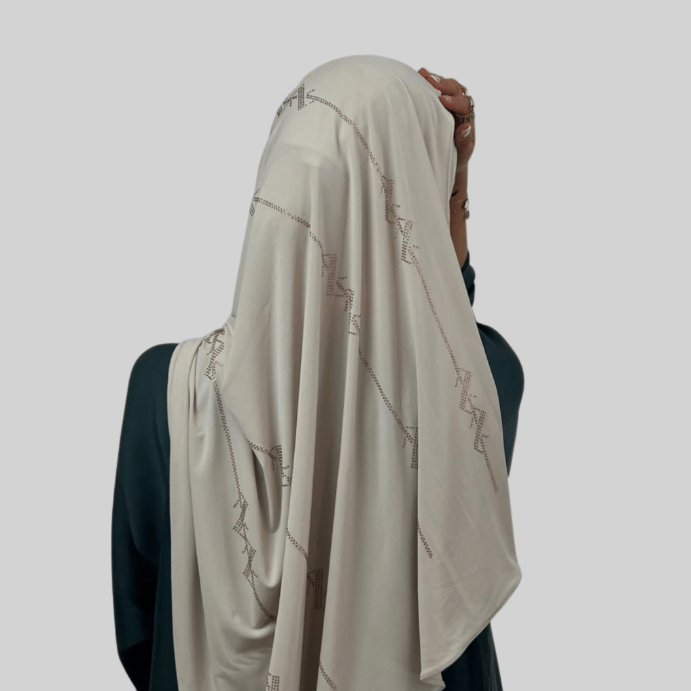 Hijab Jersey Premium Strass Spirales 3 – Beige N°3 - MonHijab.fr